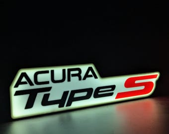 Letreiro luminoso de LED com o logotipo Acura Type S