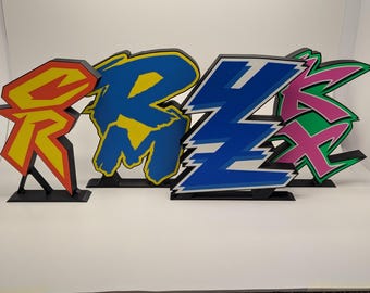 Vintage/Retro 90er Jahre Motocross LED-Schilder | Lotus | Kawasaki | Chrom | Suzuki | KTM