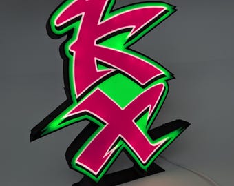 Kawasaki KX Logo LED-Leuchtkasten | Retro Motocross Dekor