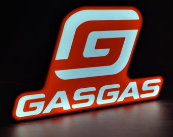 Letreiro luminoso de LED com o logotipo da GasGas