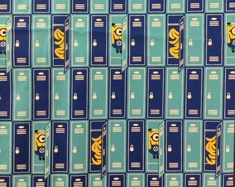 M7 Minion Le Buddies TurquoiseYellow 100/% cotton fabric by the Panel 35.5x43 Minion Panel