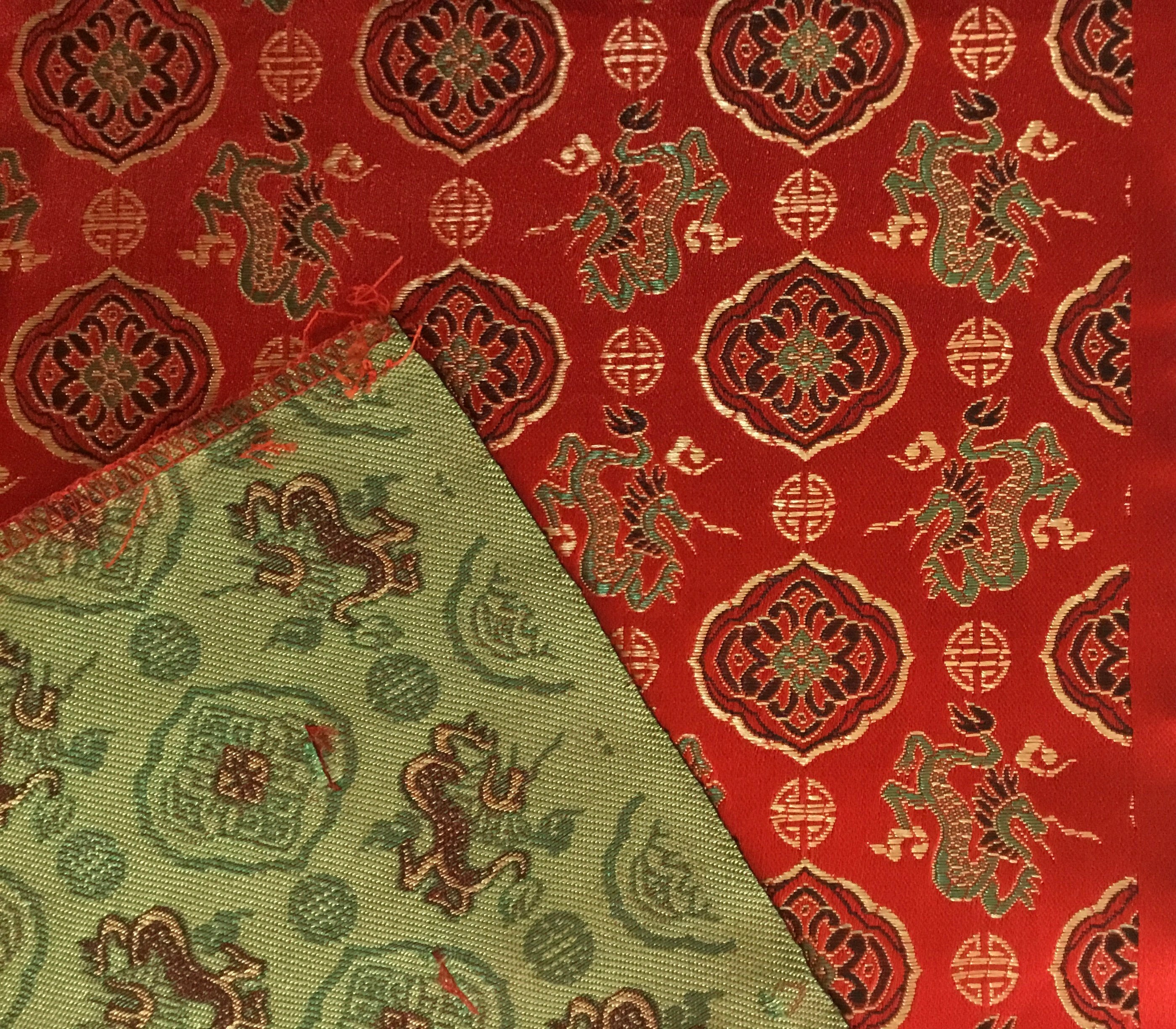 2 Yards Asian Theme Brocade Fabric Dragons - Etsy