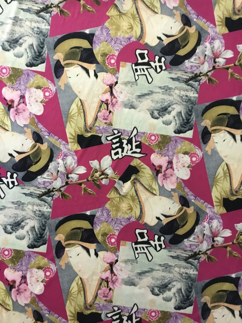 5 Yards Japanese Themed Polyester Stretch Fabric