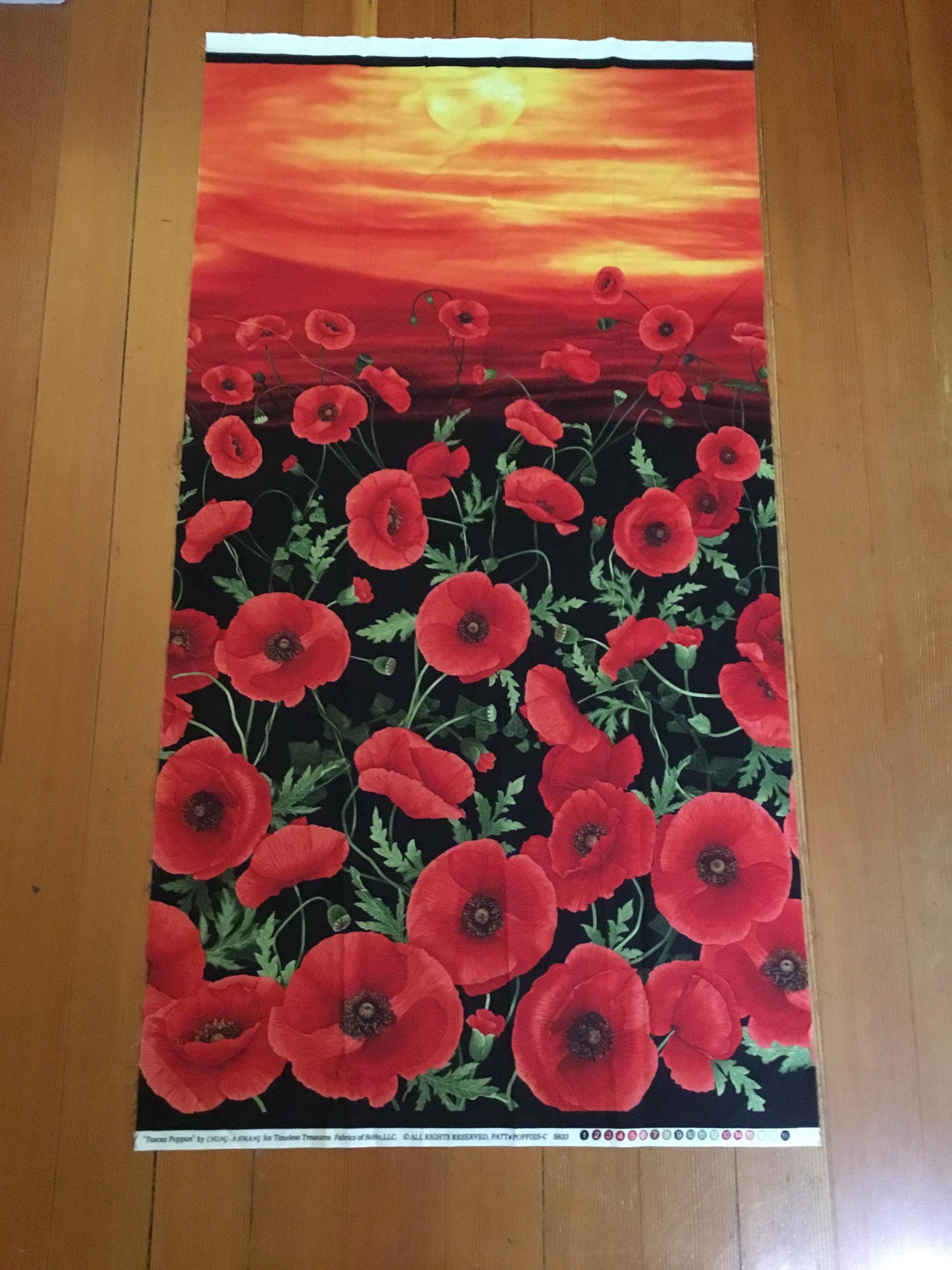 23 x 44 Panel - Tuscan Poppies - Chong A Hwang - Timeless Treasures - 5833