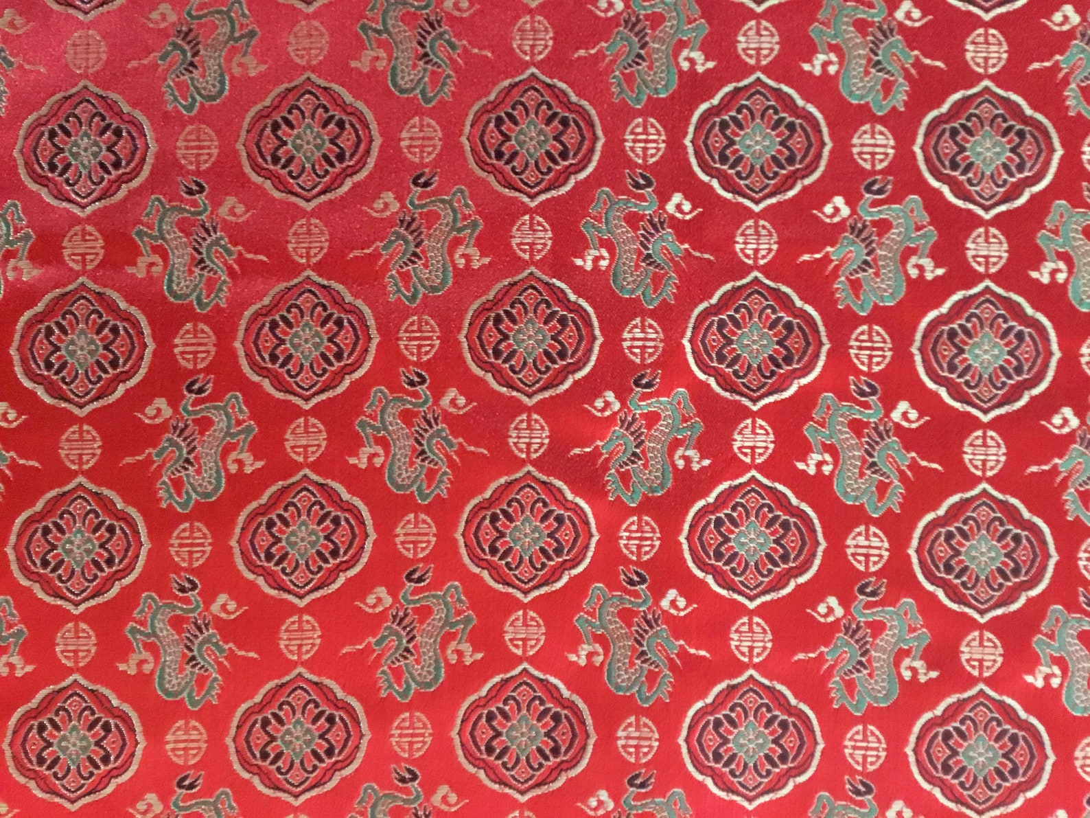 2 Yards Asian Theme Brocade Fabric Dragons - Etsy