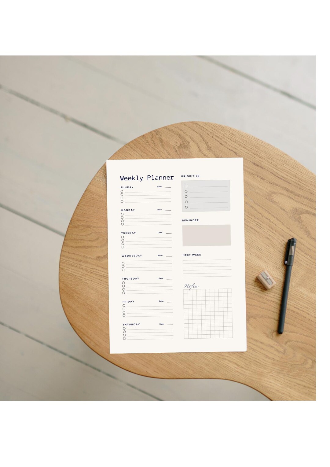 Minimalist Weekly Planner Printable – Aesthetic Productivity Organizer ...
