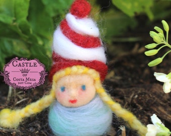 Peppermint Cupcake Finger Puppet Girl Gnome by Castle of Costa Mesa