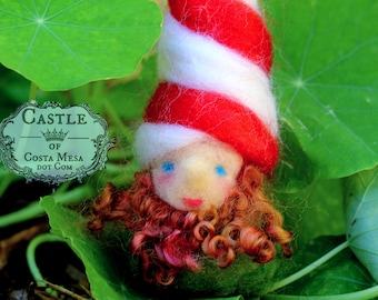 A Very Fine Peppermint Cupcake Finger Puppet Gnome by Castle of Costa Mesa