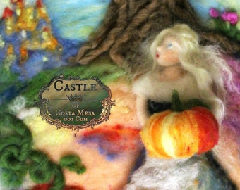 Cinderella Tending Her Pumpkin Garden - Wool Picture by Castle of Costa Mesa