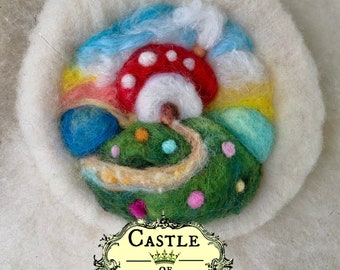 Home Sweet Home. Toadstool Wool Picture with Fluffy Border. Handmade by Vihren No. 4