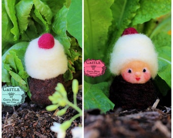 Black Forest Cupcake Finger Puppet Gnome by Castle of Costa Mesa