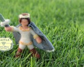 Prince with cape and sword. Needle-felted Waldorf Playscape Size Doll by Castle of Costa Mesa