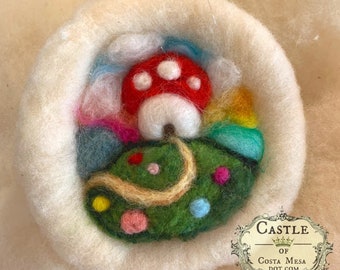 Home Sweet Home. Toadstool Wool Picture with Fluffy Border. Handmade by Vihren No. 6