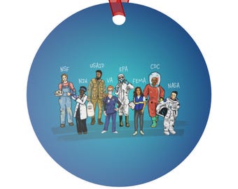 Courage is Contagious Double-sided ceramic ornaments - Blue
