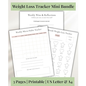 Seguimiento de pérdida de peso imprimible, seguimiento de peso de 6 meses, seguimiento de hábitos en PDF, planificador de bienestar