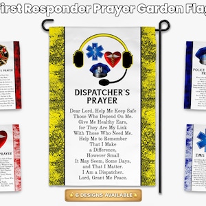 First Responder Prayer Garden Flag Police Nurse EMS Firefighter Dispatcher Lineman Gift Memorial Outdoor Yard Decor
