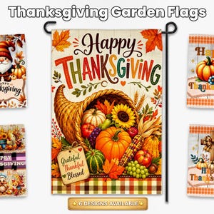 Thanksgiving trädgårdsflagga, Glad Thanksgiving-flagga, Höstträdgårdsflagga, Höstdekoration för verandan, Pumpaflagga, Skördeflagga, 12x18 utomhusflagga