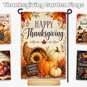 Thanksgiving trädgårdsflagga, Glad Thanksgiving-flagga, Höstdekoration för verandan, Skördepumpa-flagga, Höstträdgårdsdekoration, Bondgårdsträdgårdsflagga, 12x18