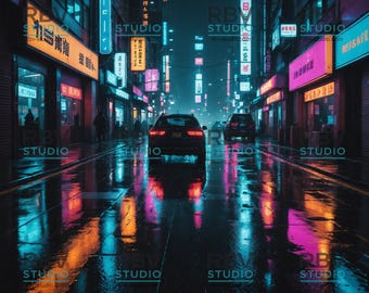 25 hochauflösende KI-generierte Kunstwerke (1536 × 1536 Pixel) - Urban Nights - Minimalistische druckbare Wandkunst, neutrales Wohndekor