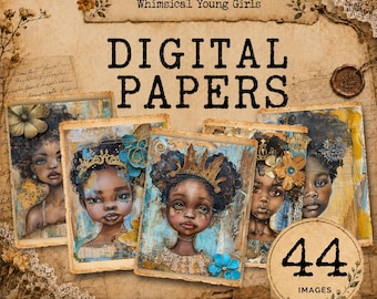 African American, Junk Journal Kit, African Black Girls, Digital Papers, Printable Ephemera, Digital Journal Kit