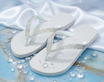 White Havaianas Flip Flops - Crystal Design (Free shipping)