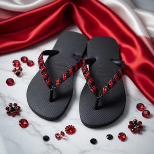 Tongs roses Havaianas - Design noir cristal et rouge (livraison gratuite) image 3