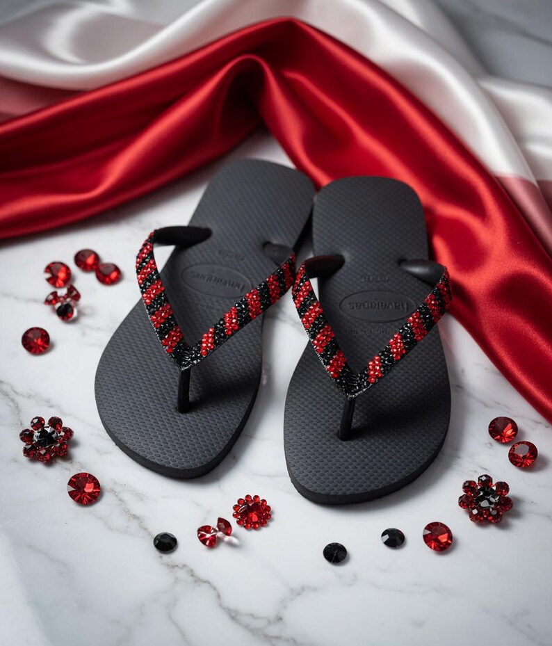 Tongs roses Havaianas - Design noir cristal et rouge (livraison gratuite) image 3