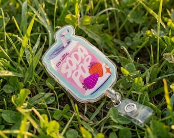Cute Soda Pop Badge Reel Retractable ID Holder, Kawaii Fizzy Drink Nurse Badge Clip, Fun Sparkling Drink Work Badge Reel Gift for Nurse
