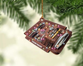 Bartender Bag Christmas Light 2D Acrylic Ornament 2025 Personalized Bartender Decor Bar Lover Tree Hanging Ornament