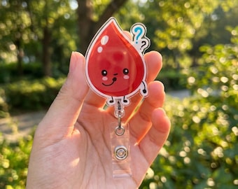 Blood Drop Badge Reel – Minimal Medical Blood Drop Retractable ID Holder, Nurse Badge Clip, Healthcare Symbol Gift