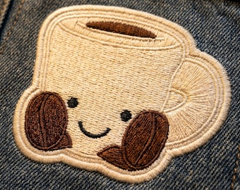 Small Cup of Coffee Embroidered Patch Kawaii Caffeine Badge for Jacket Backpack Gift