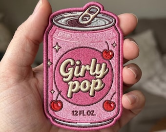 Girly Pop Embroidered Patch, Coquette Aesthetic Iron On Patch, Cute Trendy Sew On Badge for Backpack