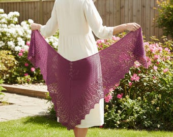 Lace Shawl Pattern PDF, Triangle Wrap Design, Elegant Summer Accessory, Lightweight Yarn, Beginner Friendly