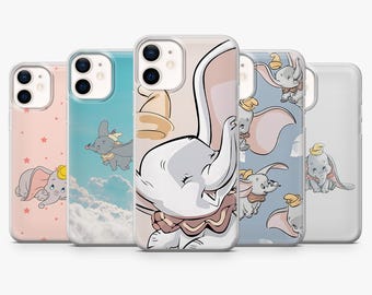 Dumbo Phone Case Flying Elephant Cover for iPhone 17Pro, 17, 16, 15, 14, 13, 12, 11, Samsung S26, S25, S24, S23Fe, A16, A56, Pixel 10, 9Pro