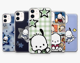 Pochacco Phone Case Blue Sanrio Animated Cover for iPhone 17Pro, 16, 15, 14, 13, 12, Samsung S26, S25, S24, S23Fe, A16, A56, Pixel 10, 9Pro