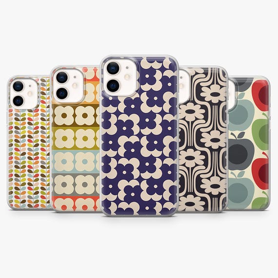 Orla Kiely Phone Case Floral Pattern Cover for iPhone 17Pro, 17, 16, 15, 14, 13, 12, Samsung S26, S25, S24, S23Fe, A16, A56, Pixel 10, 9Pro