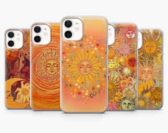 Whimsical Phone Case Boho Sun Cover for iPhone 17Pro, 17, 16, 15, 14, 13, 12, Samsung S26, S25, S24, S23Fe, A16, A56, Pixel 10, 9Pro, 8A