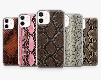 Snakeskin Phone Case Glamour Snake Cover for iPhone 17Pro, 16, 15, 14, 13, 12, 11, Samsung S26, S25, S24, S23Fe, A16, A56, Pixel 10, 9Pro, 8