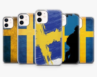 Swedish Flag Phone Case Sweden Cover for iPhone 17Pro, 16, 15, 14, 13, 12, 11, Samsung S26, S25, S24, S23Fe, A16, A56, Pixel 10, 9Pro, 8A