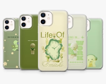 Green Smiski Phone Case Kawaii Japanese Anime Cover for iPhone 17Pro, 16, 15, 14, 13, 12, Samsung S26, S25, S24, S23Fe, A16, A56, Pixel 10,9
