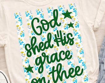Dios derramó su gracia sobre ti PNG, diseño cristiano patriótico (descarga digital)