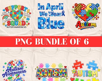 Paquete de 6 imágenes PNG de concienciación sobre el autismo más vendidas, PNG de "Todos nos comunicamos de manera diferente", PNG de camisetas cristianas populares de neurodiversidad de Coquette