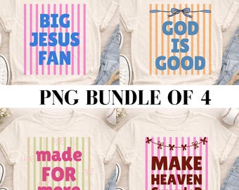 Paquete de 4 PNG de Dios es bueno a rayas, diseño de sublimación de gran abanico de Jesús, hecho para más diseños de camisetas, PNG para llenar el cielo, PNG de moda