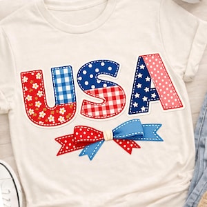 PNG de patchwork estadounidense, diseño de lazo patriótico coqueto (descarga digital)