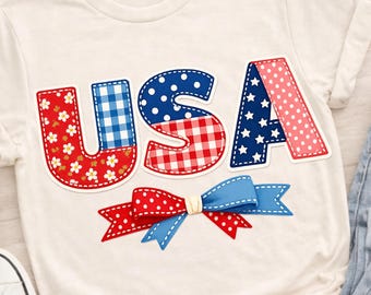 PNG de patchwork estadounidense, diseño de lazo patriótico coqueto (descarga digital)