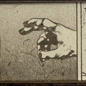 Peut inclure: Panneau de manga en noir et blanc encadr&eacute;. Le panneau repr&eacute;sente trois sections distinctes : un profil de personne, une main gesticulant et un gros plan d'un &oelig;il avec une bulle contenant un point d'interrogation et un point d'exclamation.