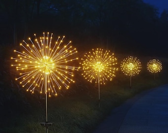 Solar Firework Lights 2-Pack | 120 LED Warm White Garden Decor