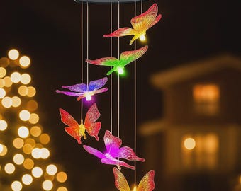 Kleurveranderende vlinder zonnewindgong voor in de tuin - Unieke buitendecoratie, cadeau voor vrouwen, moeder, oma en zus