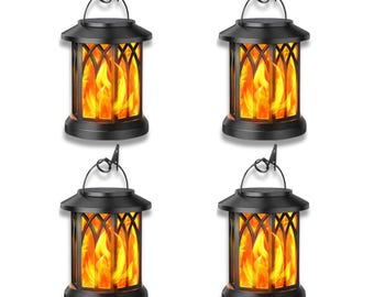 Flikkerende vlamlantaarns op zonne-energie, terrasdecor, set van 4