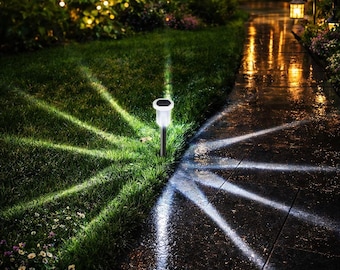 Set van 10 diamanten padverlichting op zonne-energie | Roestvrijstalen tuinharingen